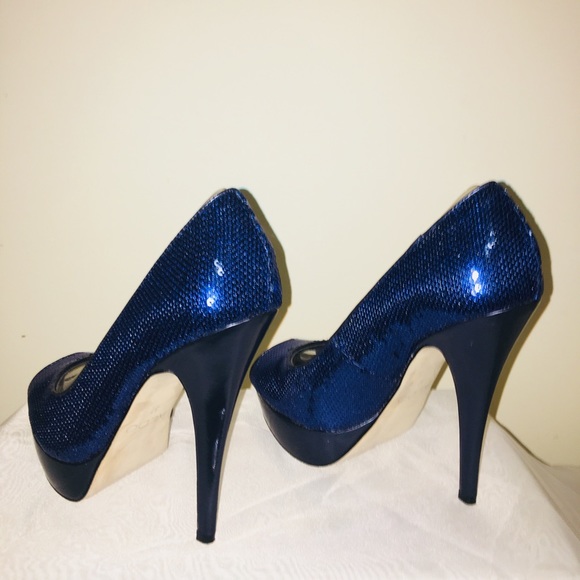 Aldo Shoes - Aldo Blue Sequins Platform Pumps